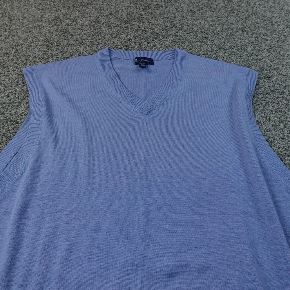 Paul Fredrick Sweater Vest Mens 2XLT Blue Silk Cashmere V Neck Knit Grandpa Cozy